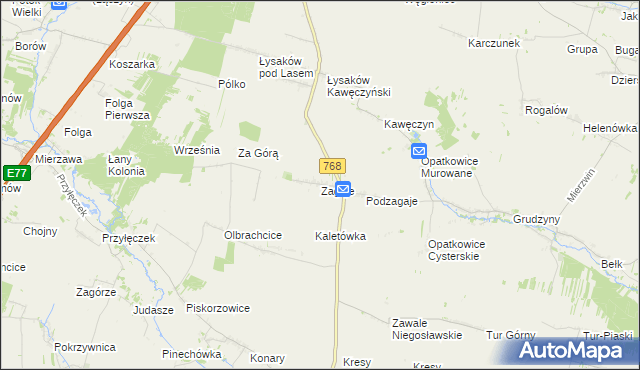 mapa Zagaje gmina Jędrzejów, Zagaje gmina Jędrzejów na mapie Targeo