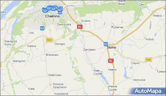 mapa Zakrzewo gmina Stolno, Zakrzewo gmina Stolno na mapie Targeo