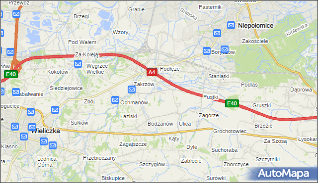 mapa Zakrzowiec, Zakrzowiec na mapie Targeo