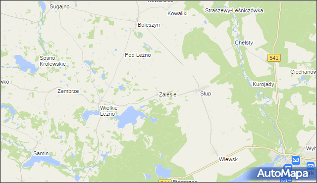 mapa Zalesie gmina Lidzbark, Zalesie gmina Lidzbark na mapie Targeo