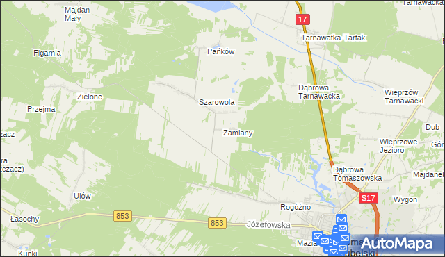 mapa Zamiany, Zamiany na mapie Targeo