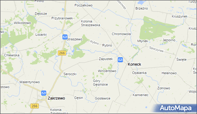 mapa Zapustek, Zapustek na mapie Targeo
