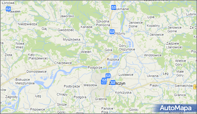 mapa Zawada Lanckorońska, Zawada Lanckorońska na mapie Targeo