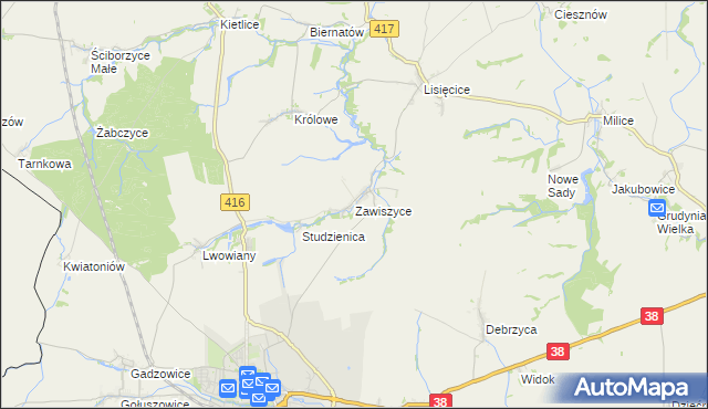 mapa Zawiszyce, Zawiszyce na mapie Targeo