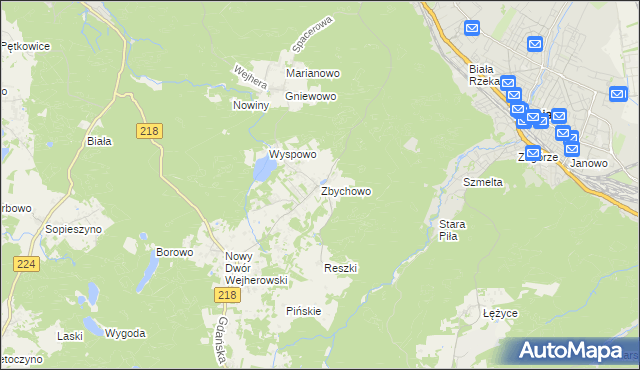 mapa Zbychowo, Zbychowo na mapie Targeo