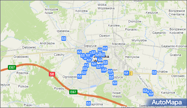 mapa Zduńska Wola, Zduńska Wola na mapie Targeo