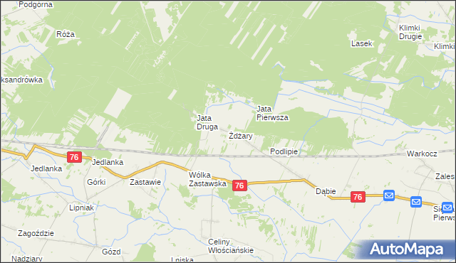 mapa Żdżary gmina Łuków, Żdżary gmina Łuków na mapie Targeo