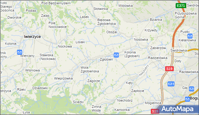 mapa Zgłobień, Zgłobień na mapie Targeo