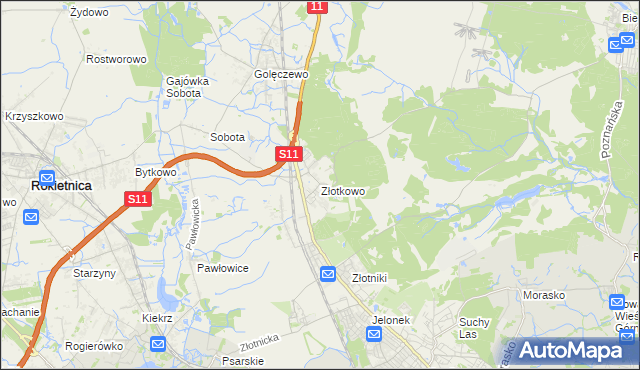 mapa Złotkowo, Złotkowo na mapie Targeo