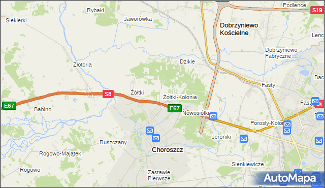 mapa Żółtki-Kolonia, Żółtki-Kolonia na mapie Targeo