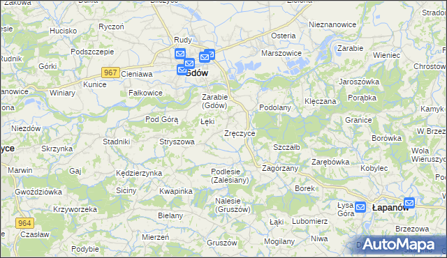 mapa Zręczyce, Zręczyce na mapie Targeo