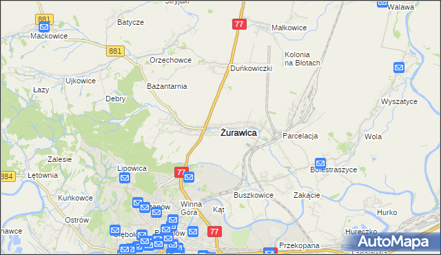 mapa Żurawica powiat przemyski, Żurawica powiat przemyski na mapie Targeo