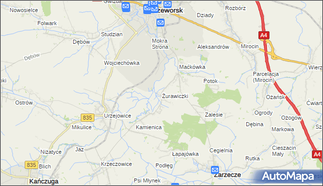 mapa Żurawiczki, Żurawiczki na mapie Targeo