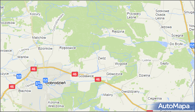 mapa Zwóz, Zwóz na mapie Targeo
