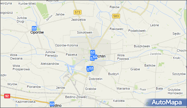 mapa Żychlin powiat kutnowski, Żychlin powiat kutnowski na mapie Targeo