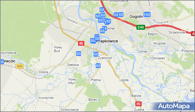 mapa Żywocice, Żywocice na mapie Targeo