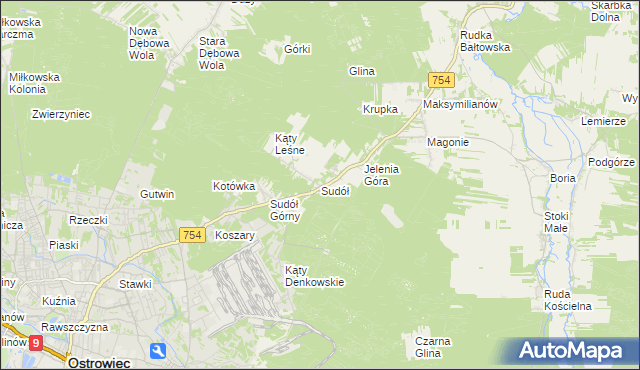 mapa Sudół gmina Bodzechów, Sudół gmina Bodzechów na mapie Targeo