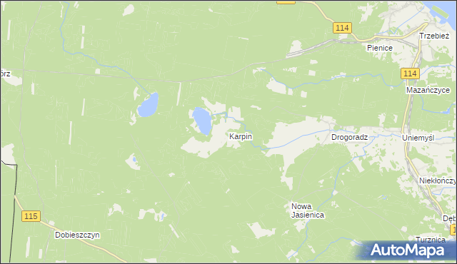 mapa Karpin gmina Police, Karpin gmina Police na mapie Targeo