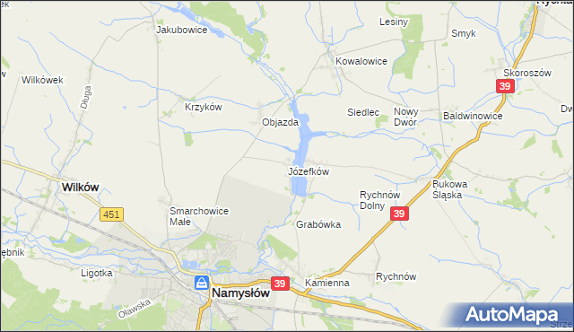 mapa Józefków gmina Namysłów, Józefków gmina Namysłów na mapie Targeo