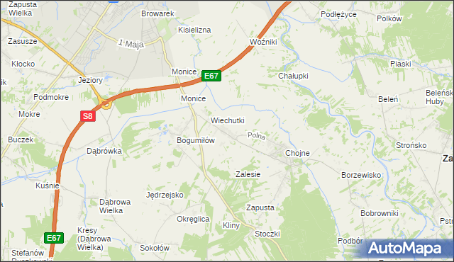 mapa Wiechucice, Wiechucice na mapie Targeo