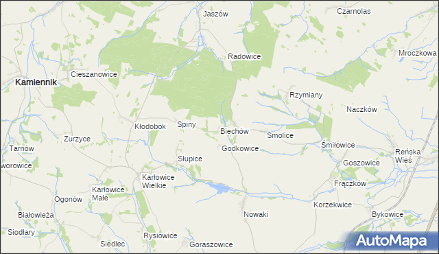 mapa Biechów gmina Pakosławice, Biechów gmina Pakosławice na mapie Targeo