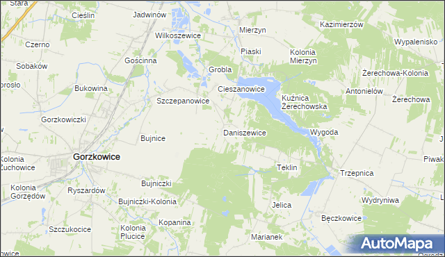 mapa Daniszewice, Daniszewice na mapie Targeo