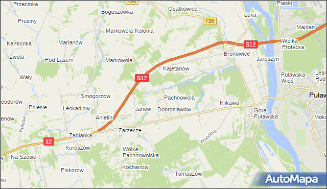 mapa Pachnowola, Pachnowola na mapie Targeo