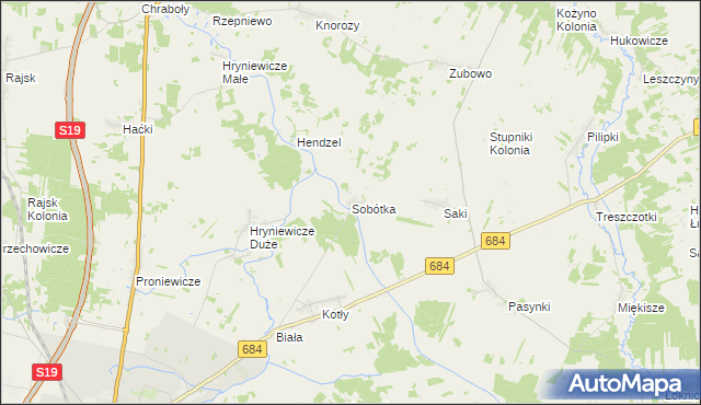 mapa Sobótka gmina Bielsk Podlaski, Sobótka gmina Bielsk Podlaski na mapie Targeo