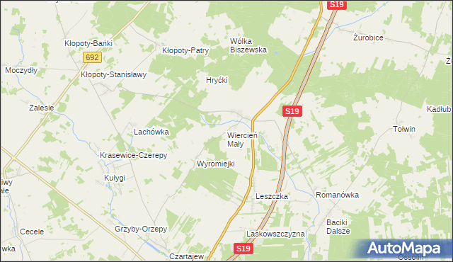mapa Wiercień Mały, Wiercień Mały na mapie Targeo