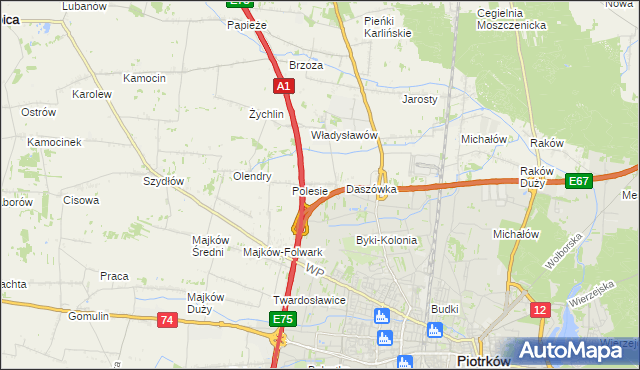 mapa Bąkowiec gmina Grabica, Bąkowiec gmina Grabica na mapie Targeo