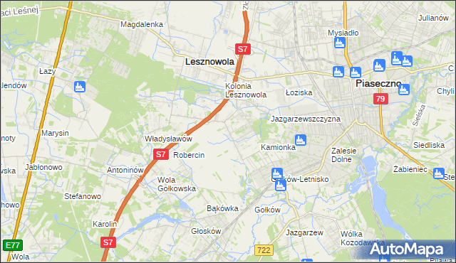 mapa Bobrowiec gmina Piaseczno, Bobrowiec gmina Piaseczno na mapie Targeo