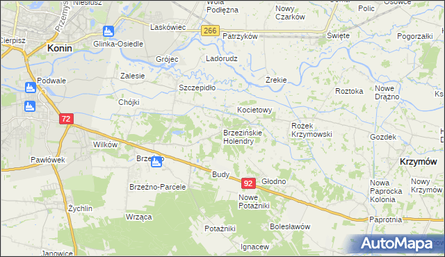 mapa Brzezińskie Holendry, Brzezińskie Holendry na mapie Targeo