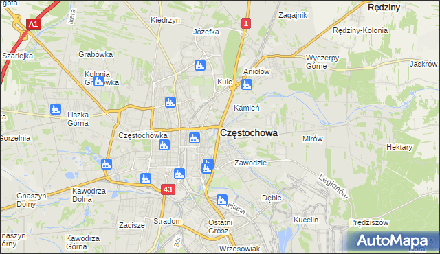 mapa Częstochowy, Częstochowa na mapie Targeo