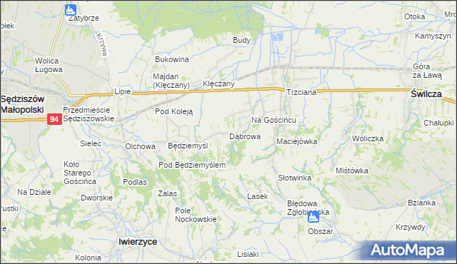 mapa Dąbrowa gmina Świlcza, Dąbrowa gmina Świlcza na mapie Targeo
