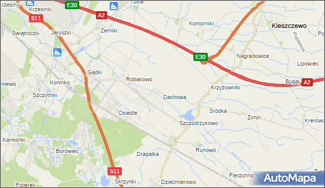 mapa Dachowa gmina Kórnik, Dachowa gmina Kórnik na mapie Targeo