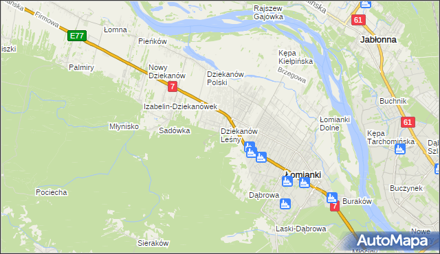 mapa Dziekanów Leśny, Dziekanów Leśny na mapie Targeo