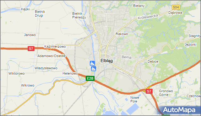 mapa Elbląga, Elbląg na mapie Targeo