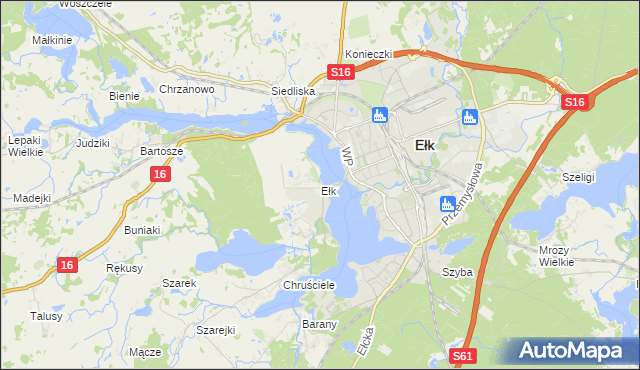 mapa Ełk powiat ełcki, Ełk powiat ełcki na mapie Targeo