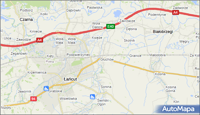 mapa Głuchów gmina Łańcut, Głuchów gmina Łańcut na mapie Targeo