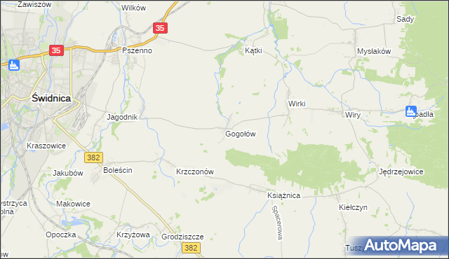 mapa Gogołów gmina Świdnica, Gogołów gmina Świdnica na mapie Targeo