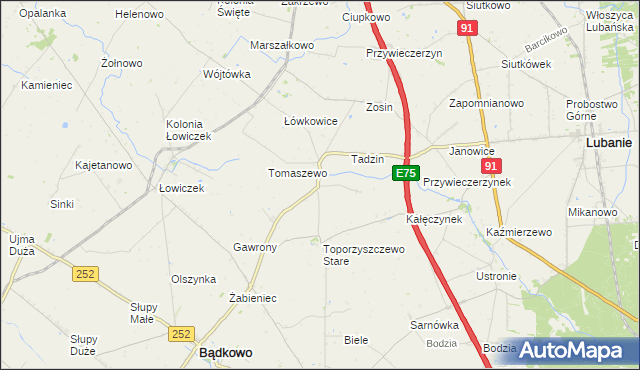 mapa Kalinowiec gmina Bądkowo, Kalinowiec gmina Bądkowo na mapie Targeo