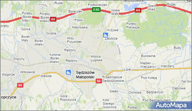 mapa Kawęczyn Sędziszowski, Kawęczyn Sędziszowski na mapie Targeo
