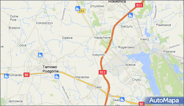 mapa Kobylniki gmina Rokietnica, Kobylniki gmina Rokietnica na mapie Targeo