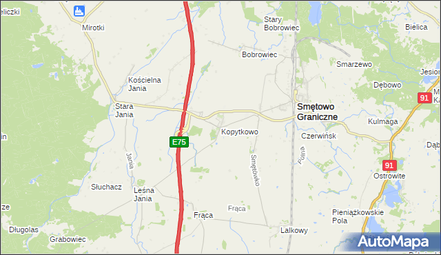 mapa Kopytkowo gmina Smętowo Graniczne, Kopytkowo gmina Smętowo Graniczne na mapie Targeo