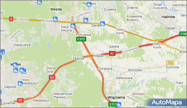 mapa Majdan gmina Wiązowna, Majdan gmina Wiązowna na mapie Targeo