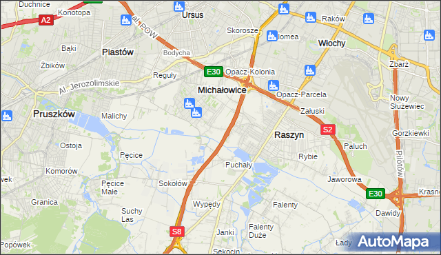 mapa Michałowice-Wieś, Michałowice-Wieś na mapie Targeo