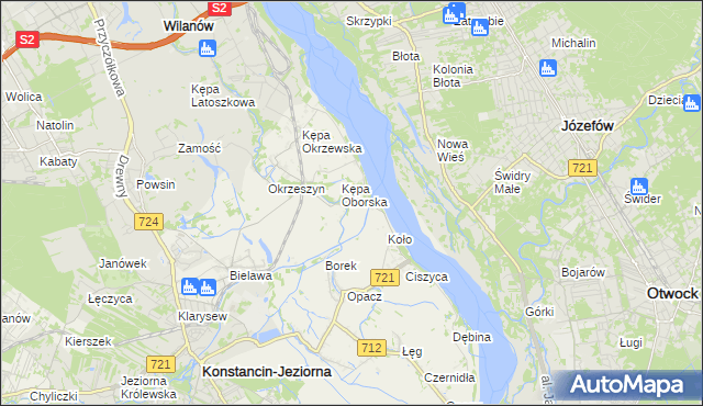 mapa Obórki gmina Konstancin-Jeziorna, Obórki gmina Konstancin-Jeziorna na mapie Targeo