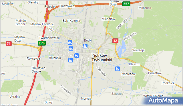 mapa Piotrków Trybunalski, Piotrków Trybunalski na mapie Targeo