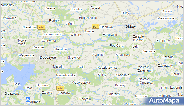 mapa Stadniki gmina Dobczyce, Stadniki gmina Dobczyce na mapie Targeo