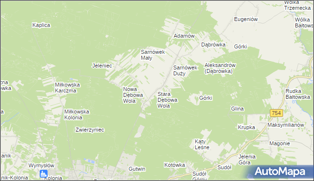 mapa Stara Dębowa Wola, Stara Dębowa Wola na mapie Targeo